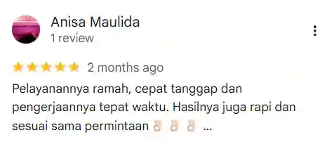 testimoni vendor tas custom bogor terbaik